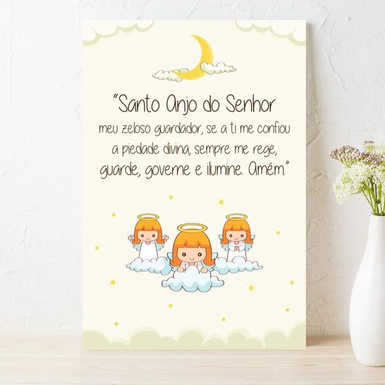 Imagem de Placa Decorativa para Quarto Oração Anjo da Guarda Lua 30x40