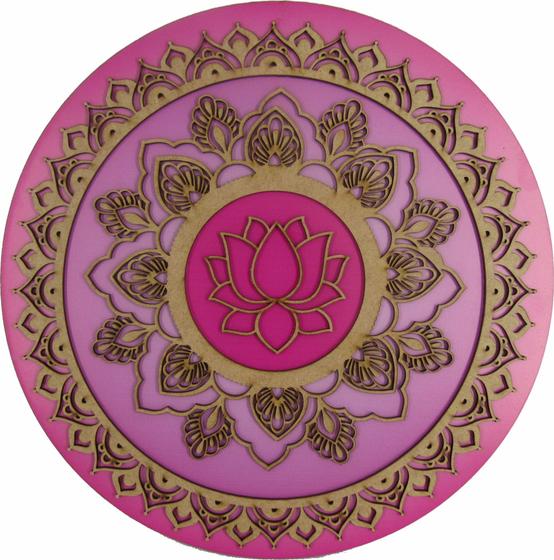 Imagem de Placa Decorativa Parede Flor De Lotus Rosa 3D Mdf