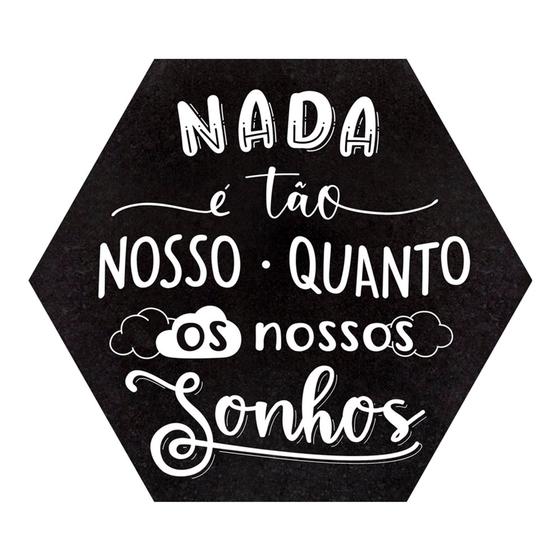 Imagem de Placa Decorativa Parede Hexagonal Hexágono 25x22 Frase Motivacional Sonhos