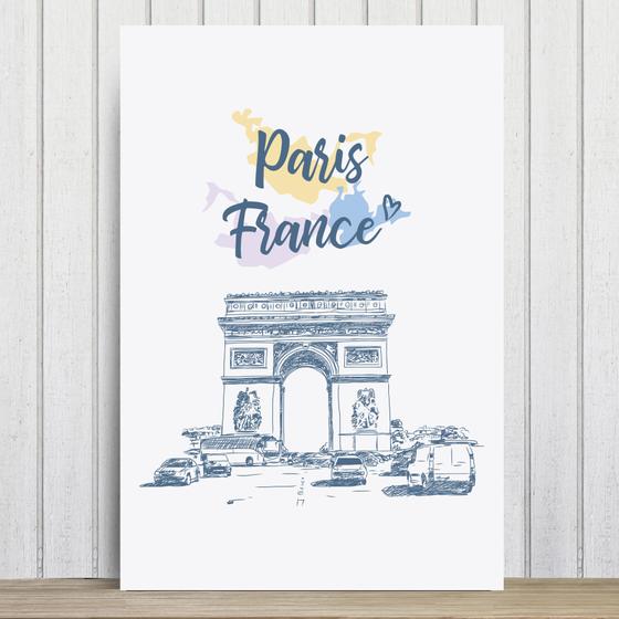 Imagem de Placa Decorativa Paris Arco do Triunfo França MDF 30x40