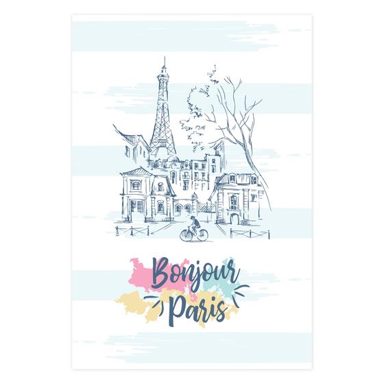 Imagem de Placa Decorativa Paris Torre Eiffel Bonjour MDF 30x40
