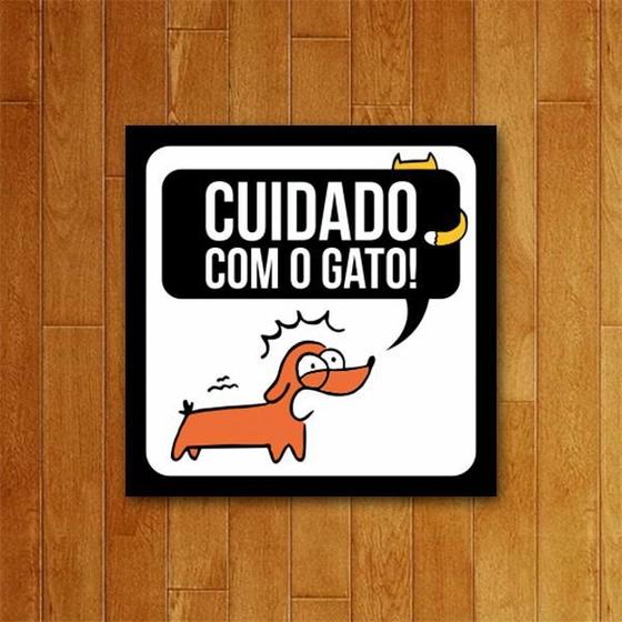 Imagem de Placa Decorativa Pet - Cuidado Com O Gato