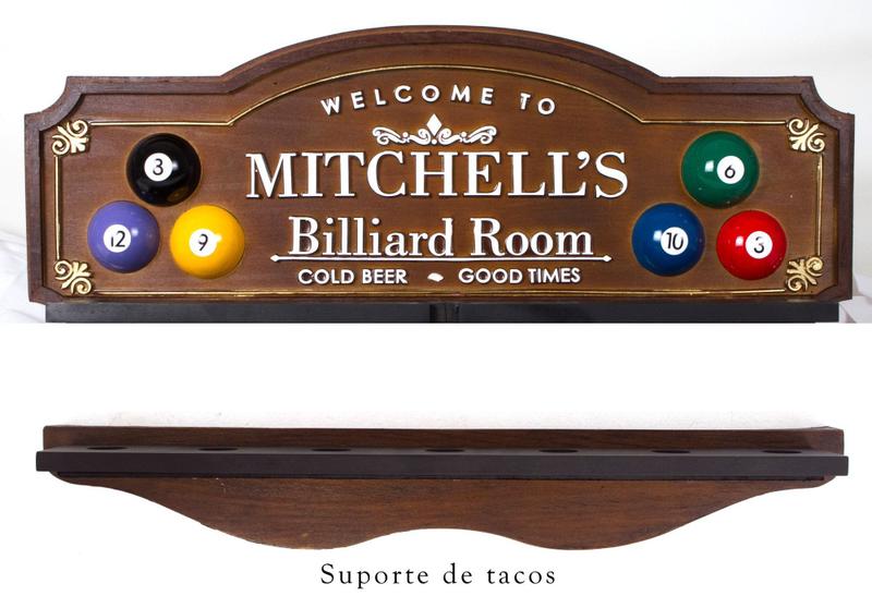 Imagem de Placa Decorativa Porta-Tacos Sinuca + Suporte - Mitchells 236