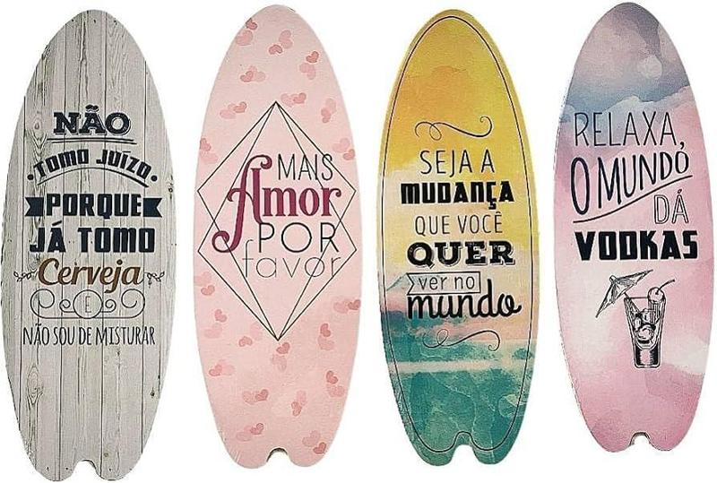 Imagem de Placa Decorativa Prancha Surf MDF Estampas Variadas 40x15cm