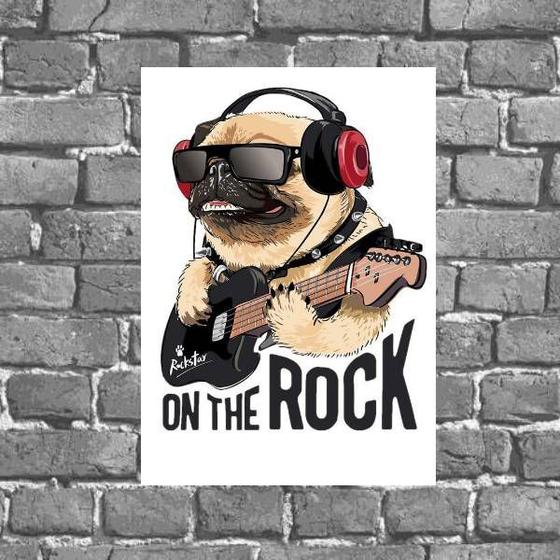 Imagem de Placa Decorativa Pug On The Rock 18x27cm