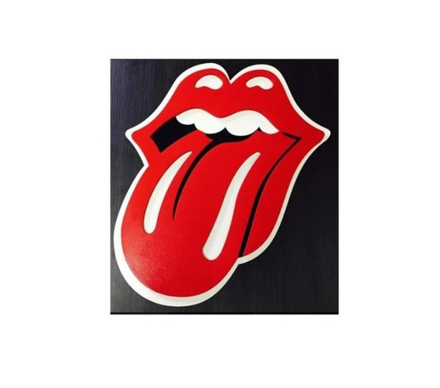 Imagem de Placa Decorativa Quadro Entalhado Em Madeira Rolling Stones