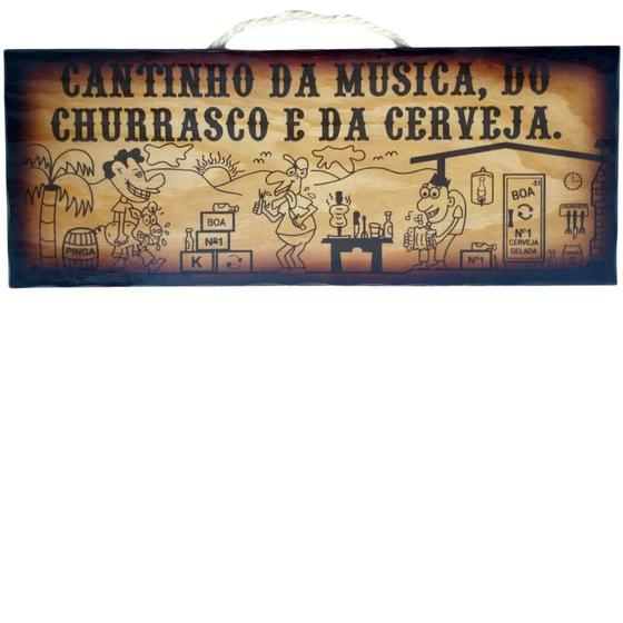 Imagem de Placa decorativa retangular Selva Cantinho da música, do churrasco e da cerveja