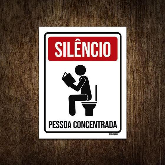 Imagem de Placa Decorativa - Silêncio Pessoa Concentrada Livro 27X35