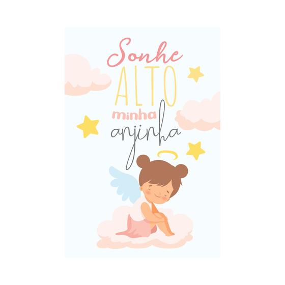 Imagem de Placa Decorativa Sonhe Alto meu Anjinho Menina 30x40cm