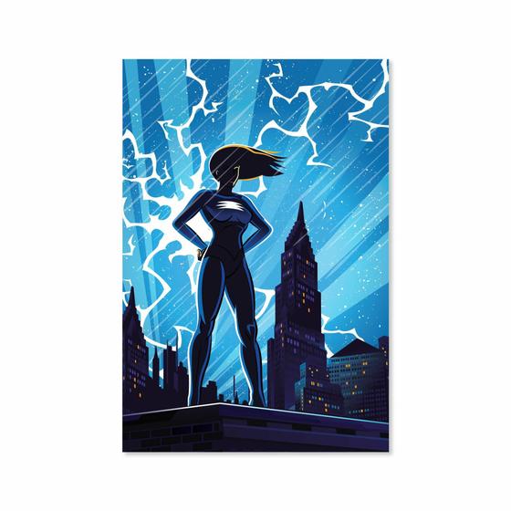 Imagem de Placa Decorativa Super Heróis Geek Azul Chuva MDF 20x30cm