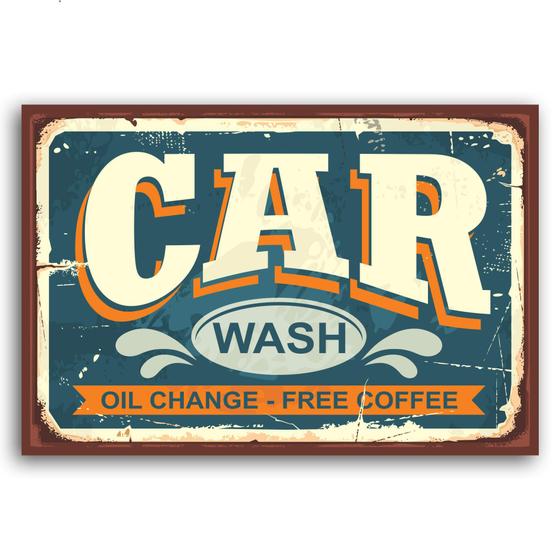 Imagem de Placa Decorativa Vintage Carros Car Wash 20x30cm