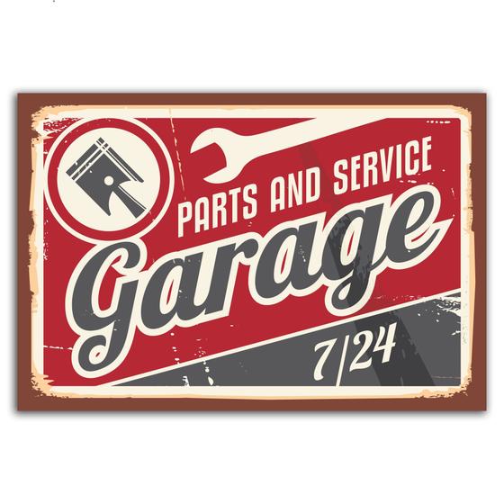 Imagem de Placa Decorativa Vintage Carros Garage 20x30cm