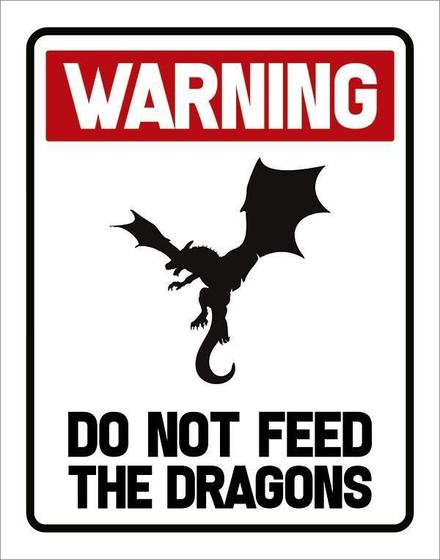 Imagem de Placa Decorativa - Warning Do Not Feed Dragons 27X35