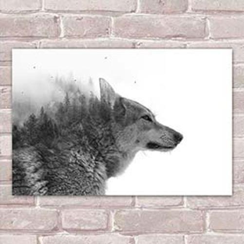 Imagem de Placa Decorativas Animais 82 Lobo Mdf 30X45Cm