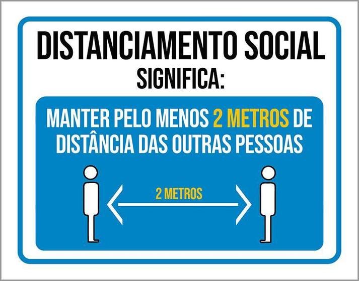 Imagem de Placa Distanciamento Social Significa Manter 2 Metros 18X23