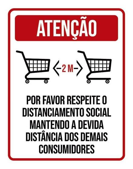 Imagem de Placa Distanciamento Social Supermercado 18X23