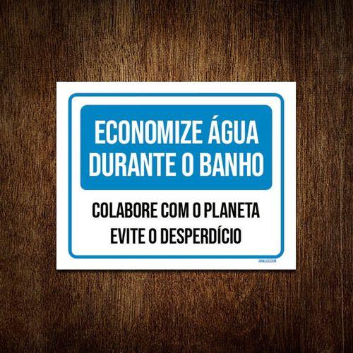 Imagem de Placa Economize Água Durante Banho Planeta 18x23