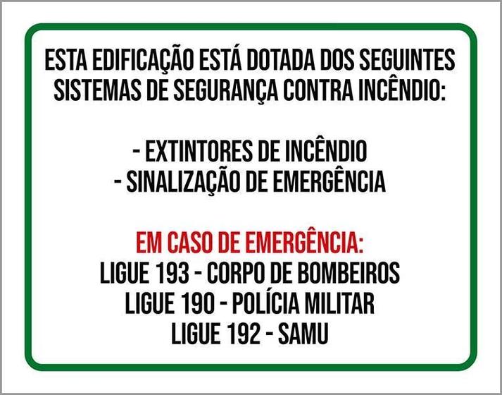 Imagem de Placa Edificação Sistema Segurança Contra Incêndio 18X23