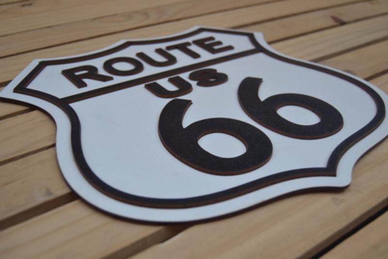 Imagem de Placa Em Alto Relevo Route 66 Carros Bares Garagem 44cm