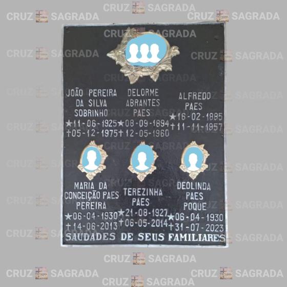 Imagem de Placa em Alumínio Túmulo Jazigo Lápide Cemitério com Foto para 6 Pessoas