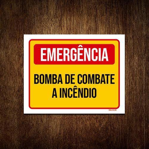 Imagem de Placa Emergência Bomba Combate Incêndio 18X23