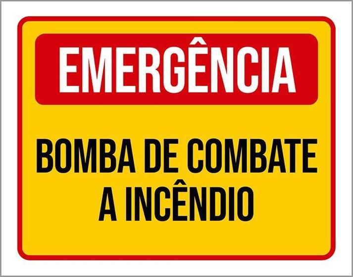 Imagem de Placa Emergência Bomba Combate Incêndio 18X23