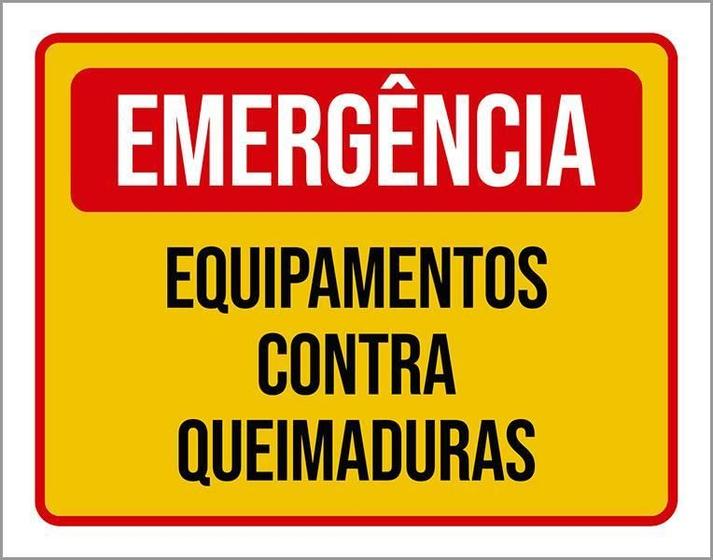 Imagem de Placa Emergência Equipamento Contra Queimaduras 27X35