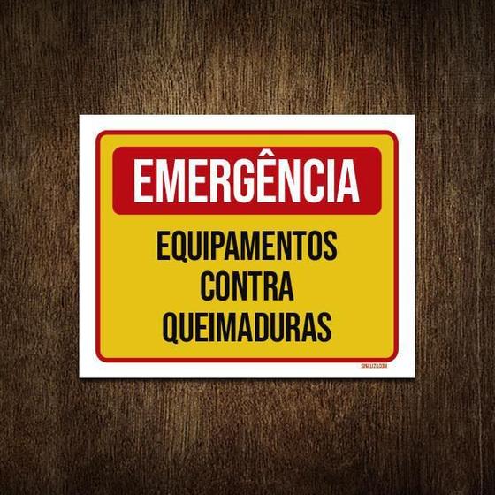 Imagem de Placa Emergência Equipamento Contra Queimaduras 36X46