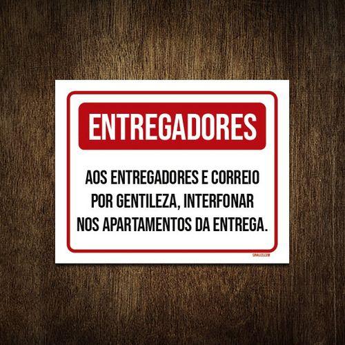 Imagem de Placa Entregadfores Correio Interfonar Apartamentos 27x35