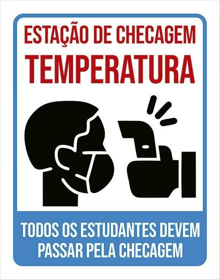 Imagem de Placa Estação Checagem Temperatura Estudantes 18X23