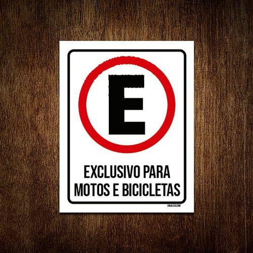 Imagem de Placa Estacionamento Exclusivo Motos Bicicletas 27x35