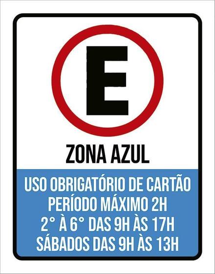 Imagem de Placa Estacionamento Zona ul Uso Obrigatório Cartão 18X23