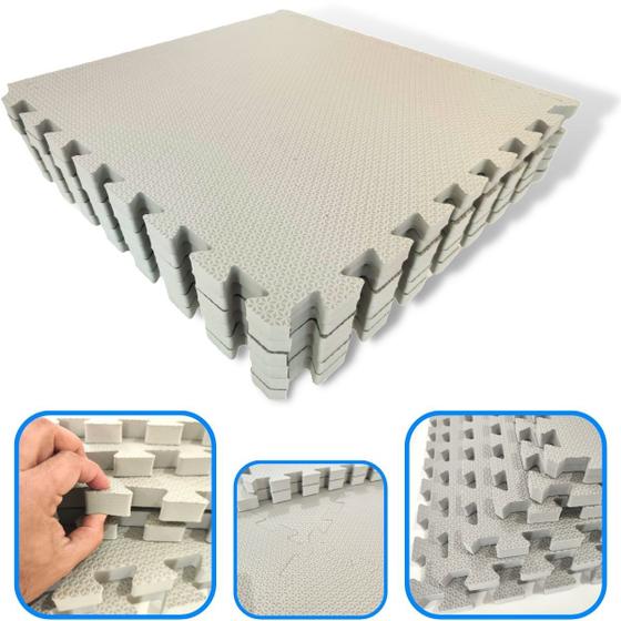 Imagem de Placa EVA Unitária Tapete Infantil Piso Tatame 50x50cm (20mm) Grosso Emborrachado Crianças Bebes Academia Exercícios c/Encaixe + Borda Acabamento