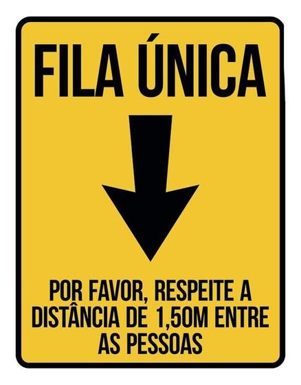 Imagem de Placa Fila Única Respeite Distância Entre Pessoas 18X23