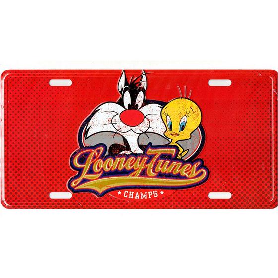 Imagem de Placa Frajola e Piu-Piu - Looney Tunes em Metal com Relevo