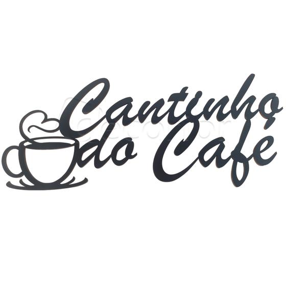 Imagem de Placa Frase Cantinho do Café Recorte MDF 3mm Artesanato Preto 40 x 16,8 cm - Decori Br 98765545