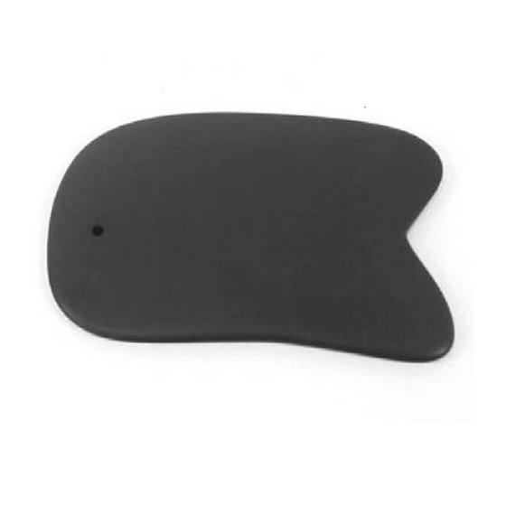 Imagem de Placa Gua Sha Massagem Facial Pedra Obsidiana Preta Chifre - Gold