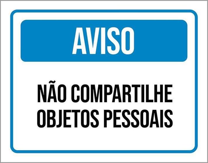 Imagem de Placa Higiene Aviso Não Compartilhe Objetos Pessoais 27X35