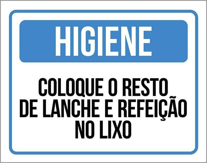 Imagem de Placa Higiene Coloque Resto Lanche Refeição Lixo 18X23