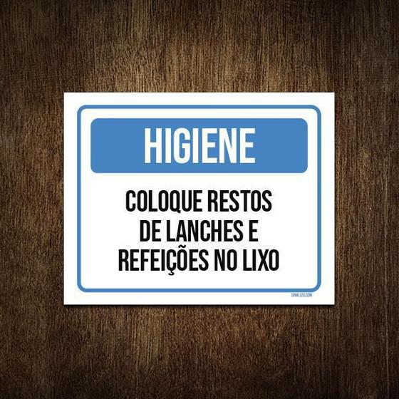 Imagem de Placa Higiene Coloque Resto Lanches Lixo 18X23