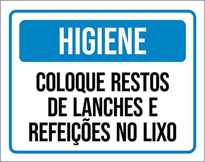 Imagem de Placa Higiene Coloque Resto Lanches Lixo 18X23