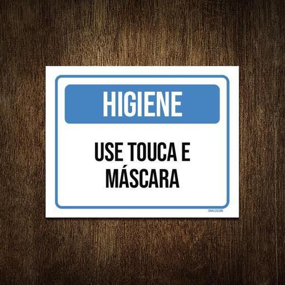 Imagem de Placa Higiene Use Touca E Máscara 18X23