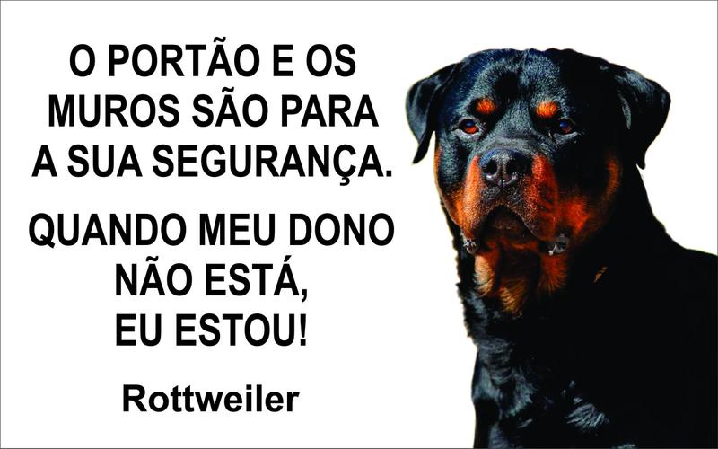 Placa Identificação Cão Bravo Cuidado Rottweiler Menor preço em Placa Identificação Cão Bravo Cuidado Rottweiler