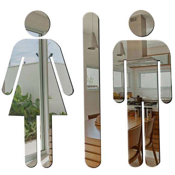 Imagem de Placa Indicativa De Banheiro Em Acrílico Espelhado