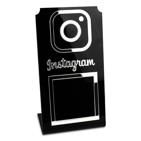 Imagem de Placa Instagram QR Code Display Acrílico Loja Balcão Preto
