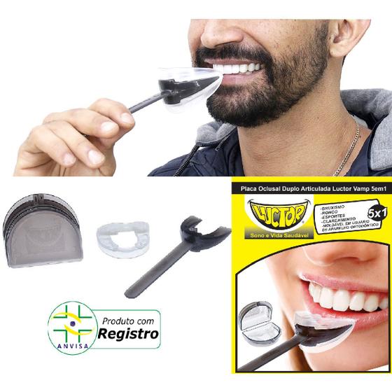 Imagem de Placa Intraoral Bruxismo Anti Ronco Clarear Dentes Circulador de Saliva Moldável 5em1