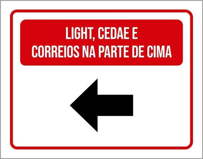 Imagem de Placa Light Cedae Parte De Cima Seta 27X35