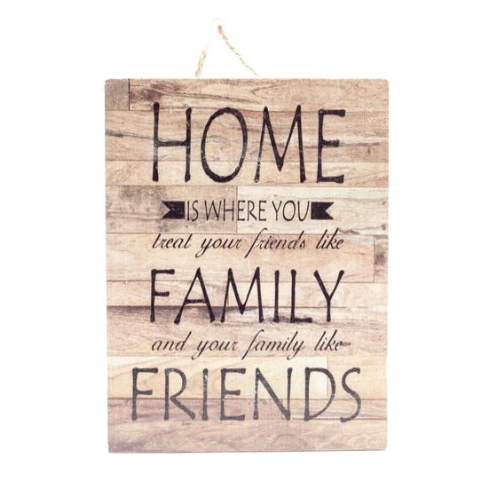 Imagem de Placa Madeira Home, Family, Friends