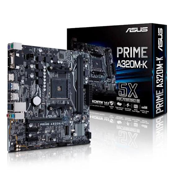 Placa Mãe AM4 Asus Prime A320M-K M.2 Hdmi Vga DDR4 Menor preço em Placa Mãe AM4 Asus Prime A320M-K M.2 Hdmi Vga DDR4