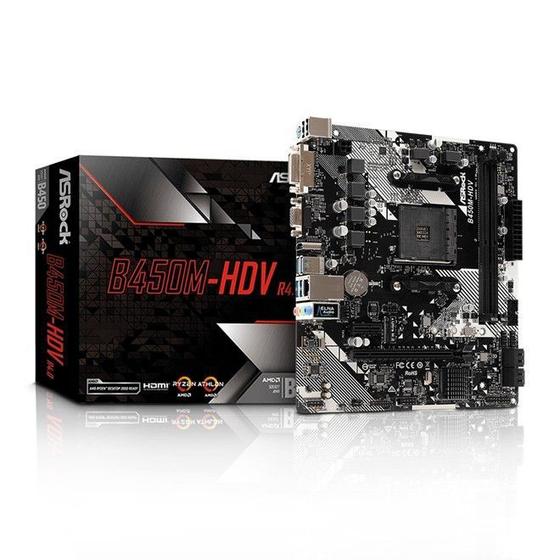 Placa Mae Amd Am4 B450M-HDV 2xDdr4 Hdmi/Dvi/Vga B450M-HDV Asrock Menor preço em Placa Mae Amd Am4 B450M-HDV 2xDdr4 Hdmi/Dvi/Vga B450M-HDV Asrock